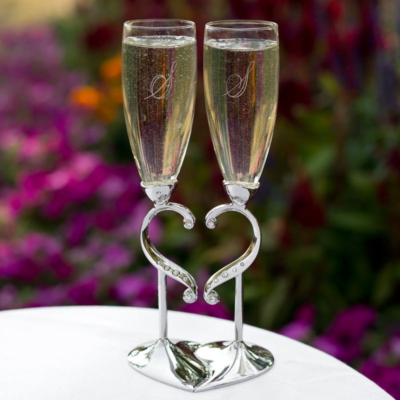 Hortense B. Hewitt Wedding and Anniversary Linked Love Champagne Toasting Flutes Glasses, Set of 2 - Image 2